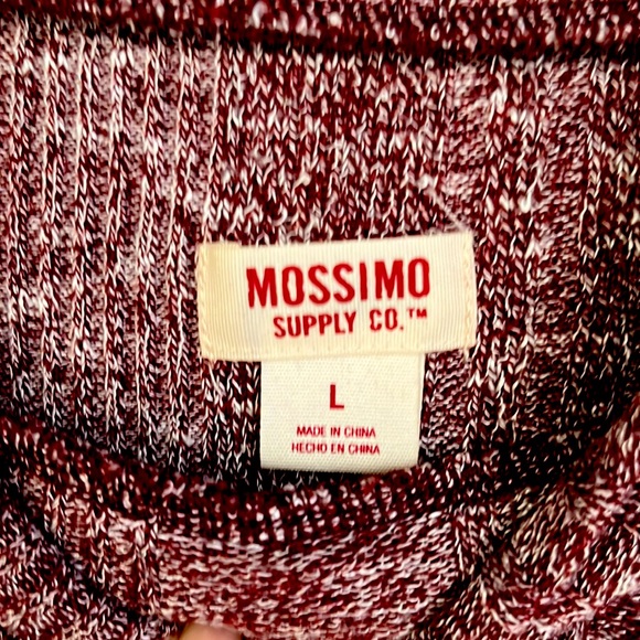 LIKE NEW MOSSIMO SWEATER KNIT MOCK TURTLE NECK MINI DRESS - MAROON/WHITE SIZE L - Picture 2 of 6